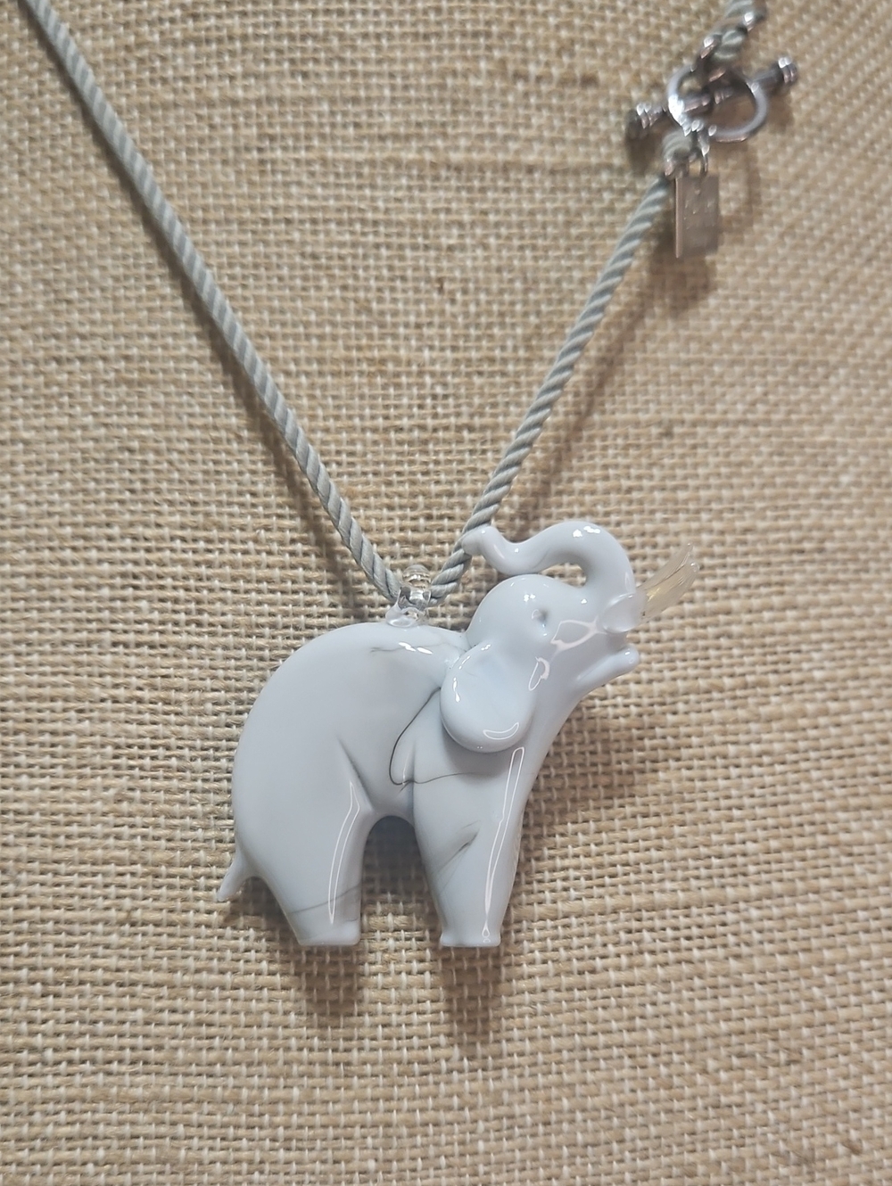 Elegant Gray Elephant Pendant By Yummi Glass Italy Necklace - Brand Unspecified